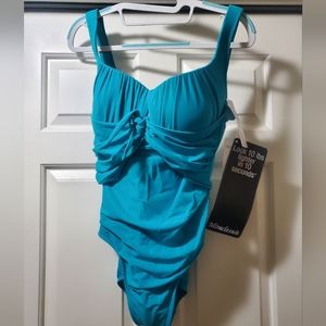 miraclesuit, size 14 swimsuit, teal, new